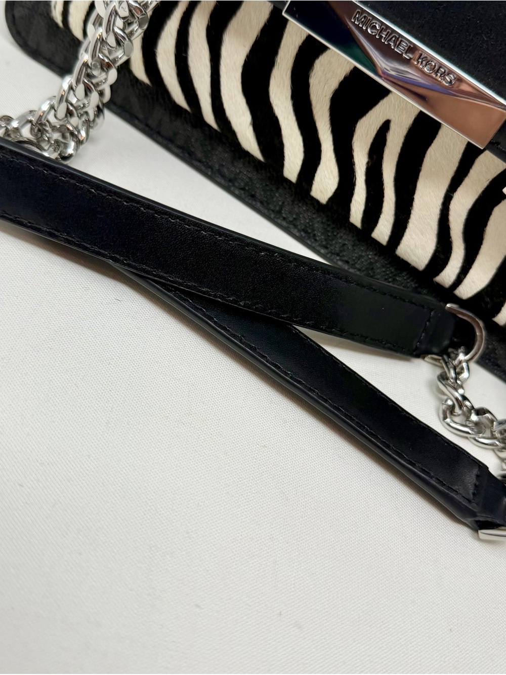 NEW MICHAEL KORS JADE BLACK MULTI ZEBRA GUSSET SHOULDER BAG - Picture 14 of 16